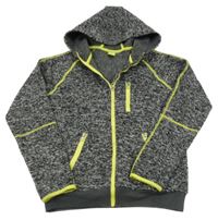 Černo-šedá melírovaná pletená propínací mikina s kapucí Y.F.K.