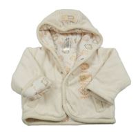 Smetanová pruhovaná sametová zateplená mikina s kapucí C&A