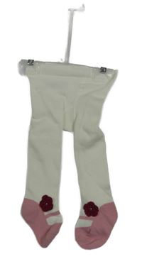 Nové - bielo-ružové pančuchy s květem