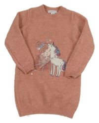 Růžové svetrové šaty s dívkou a jednorožcem Primark