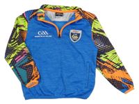 Modrá športová mikina s farebnymi rukávy