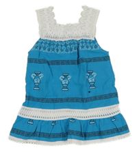 Modro-biele řecké šaty s čierným vzorom