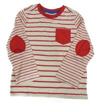 Bielo-červené pruhvoané tričko s vreckom Miniclub