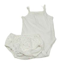 2 set - bílé perforované body + puntíkaté kalhotky 