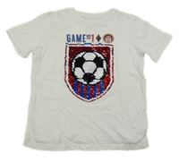 Biele tričko s erbem z flitrů H&M