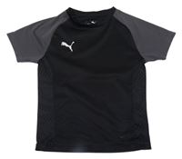 Černo-šedé sportovní funkční tričko s logem Puma