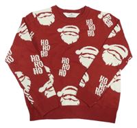 Vínovo-biely vianočný sveter so Santou H&M