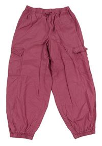 Růžové plátěné cargo cuff kalhoty Next