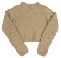 Béžový chlpatý crop sveter zn. New Look