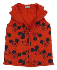 Červeno-tmavomodrá tepláková zateplená vesta s Mickeym Disney