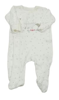 Biely overal s hviezdami a medvedíkmi Matalan