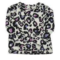 Bílo-černo-fialové fleecové triko s leopardím vzorem Mountain Warehouse