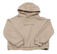 Starorůžová crop mikina s nápisem a kapucí  