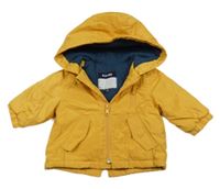 Hořčicová šusťáková lehce zateplená bunda s kapucí Kiabi 