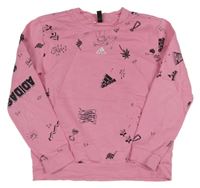 Růžová mikina s logy a nápisy Adidas