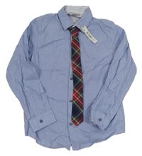 Nové - 2set - Světlemodrá košile + kostkovaná kravata Next