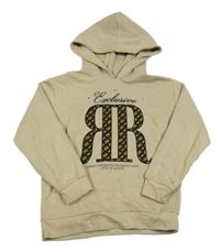 Béžová mikina s nápismi a kapucňou River Island