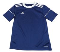 Tmavomodro-bílé sportovní tričko s logem Adidas