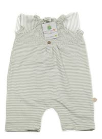 Nové - Bílo-šedý pruhovaný kraťasový overal Topomini