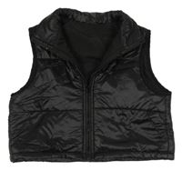 Černá šusťáková crop zateplená vesta Shein