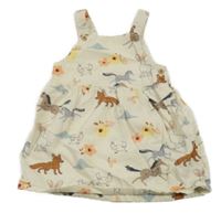 Béžové manšestrové laclové šaty se zvířátky M&S
