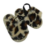 Béžovo-čierno-hnedé kožušinové cápačky s leopardím vzorom