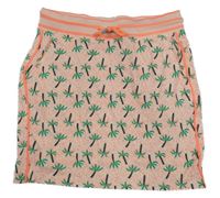 Bielo-neónově korálová bodkovaná á tepláková sukňa s palmami HEMA