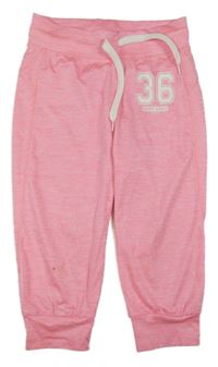 Neónově ružové melírované športové 3/4 tepláky s číslom H&M