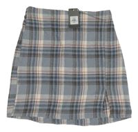 Nové - Šedomodro-ružovo-biela kockovaná sukňa Primark