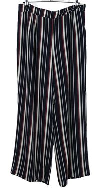 Dámské tmavomodré proužkované culottes kalhoty Papaya 