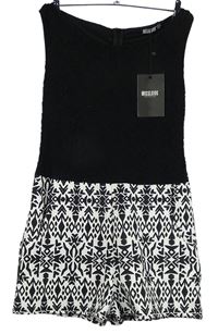 Dámský černo-bílý vzorovaný letní overal s krajkovým živůtkem MissLook 