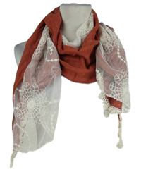 Dámska červeno-biela kvietkovana šál s výšivkou