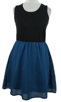 Dámske čierno-tmavomodré šaty s šifonovou sukní Terranova