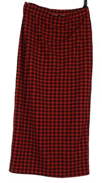 Dámská červeno-černá kostkovaná midi sukně Shein 