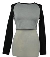 Dámske sivo-čierne športové crop tričko Shein