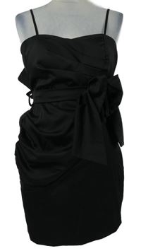 Dámské černé společenské minišaty s mašlou