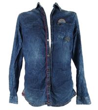 Pánska tmavomodrá rifľová slim fit košeľa Engbers