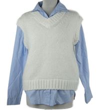 Dámská bílá svetrová vesta s modrou halenkovou vsadkou Primark 