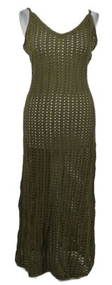 Nové - Dámské khaki ažurové svetrové šaty Primark 