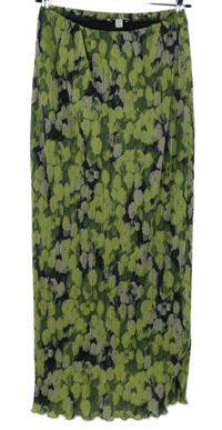 Dámska limetkovo-čierno-béžová vzorovaná plisovaná midi sukňa Topshop