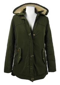 Dámká khaki šusťáková zateplená parka s kapucí C&A