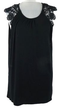 Dámský černý top s krajkovým rukávy Laura Torelli 