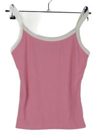 Dámsky svetloružová -biely rebrovaný crop top Shein