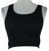 Dámsky čierny rebrovaný crop elastický top