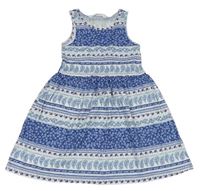 Bielo-modré pruhované bavlnené šaty so vzorom H&M