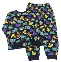 Černé plyšové pyžamo s Pokémony