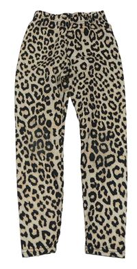 Bielo-béžové športové legíny s leopardím vzorom
