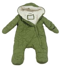 Khaki šusťáková prošívaná zimní kombinétza s kapucí Primark