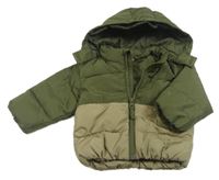 Kaki-béžová šušťáková zimná bunda s kapucňou H&M