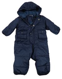 Tmavomodrá šusťáková zimní kombinéza s kapucí Impidimpi